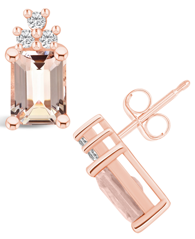 Macy's Morganite (2-3/4 Ct. T.w.) And Diamond (1/5 Ct. T.w.) Stud Earrings In 14k Rose Gold
