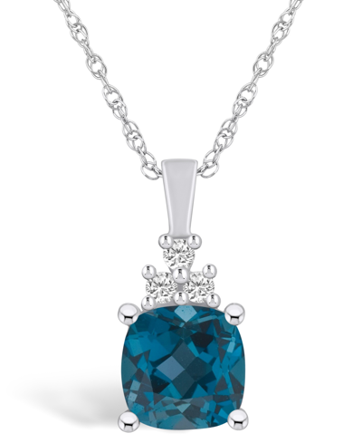Macy's London Blue Topaz (2-3/4 Ct. T.w.) And Diamond (1/10 Ct. T.w.) Pendant Necklace In 14k White Gold