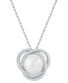 HONORA CULTURED FRESHWATER PEARL (8MM) & DIAMOND (1/6 CT. T.W.) LOVE KNOT PENDANT NECKLACE IN 14K WHITE GOL