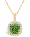 MACY'S PERIDOT (2-3/8 CT. T.W.) AND DIAMOND (1/4 CT. T.W.) HALO PENDANT NECKLACE IN 14K YELLOW GOLD