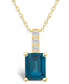 Macy's London Blue Topaz (2 Ct. T.w.) And Diamond Accent Pendant Necklace In 14k Yellow Gold In London Blue Topaz