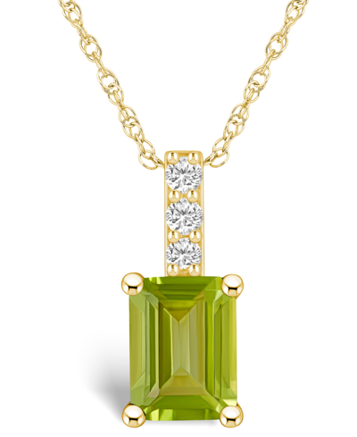 Macy's Peridot (1-3/4 Ct. T.w.) And Diamond Accent Pendant Necklace In 14k Yellow Gold