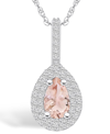 Macy's Morganite (3/4 Ct. T.w.) And Diamond (3/8 Ct. T.w.) Halo Pendant Necklace In 14k White Gold In Morganite