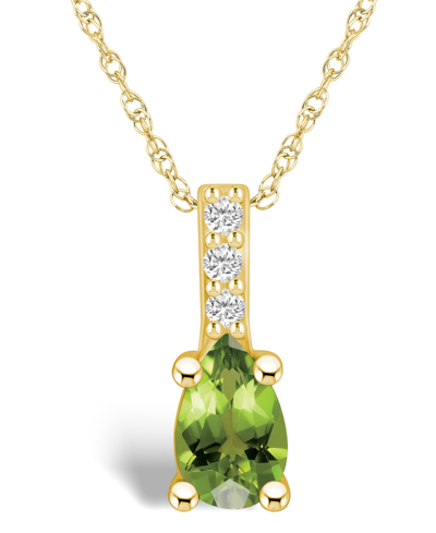 Macy's Peridot (1 Ct. T.w.) And Diamond Accent Pendant Necklace In 14k Yellow Gold