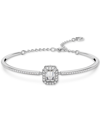 Swarovski Rose Gold-tone Crystal Octagon Halo Bangle Bracelet In Silver