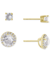 GIANI BERNINI 2-PC. SET CRYSTAL & CUBIC ZIRCONIA SOLITAIRE & HALO STUD EARRINGS, CREATED FOR MACY'S