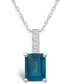 Shop Macy's London Blue Topaz (2 Ct. T.w.) And Diamond Accent Pendant Necklace In 14k White Gold