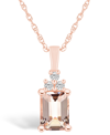 Macy's Morganite (1-3/8 Ct. T.w.) And Diamond (1/10 Ct. T.w.) Pendant Necklace In 14k Rose Gold In Morganite