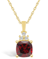 Macy's Garnet (2-3/4 Ct. T.w.) And Diamond (1/10 Ct. T.w.) Pendant Necklace In 14k Yellow Gold In Garnet