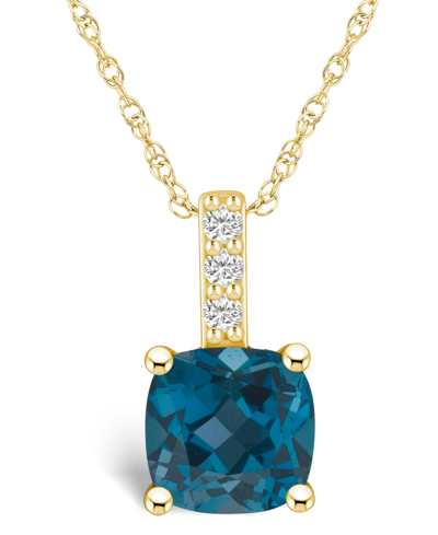 Macy's London Blue Topaz (2-3/4 Ct. T.w.) And Diamond Accent Pendant Necklace In 14k Yellow Gold
