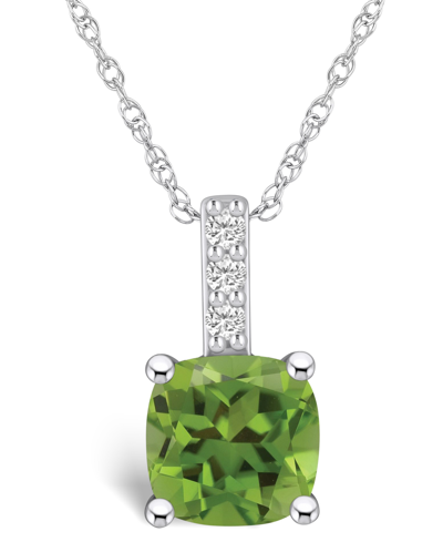Macy's Peridot (2-3/8 Ct. T.w.) And Diamond Accent Pendant Necklace In 14k White Gold