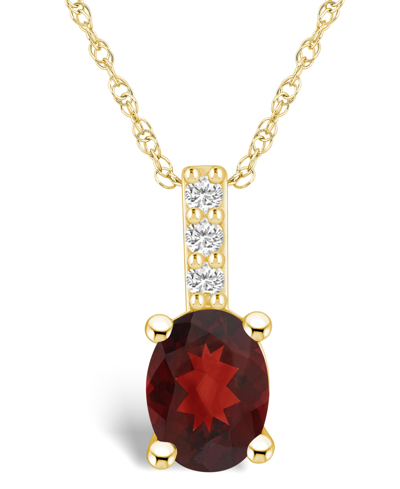 Macy's Garnet (1-1/2 Ct. T.w.) And Diamond Accent Pendant Necklace In 14k Yellow Gold