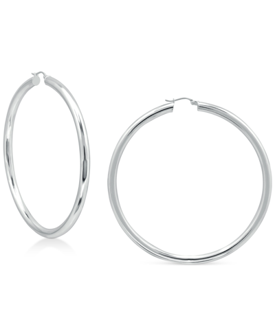 Giani Bernini Round Polished Large Hoop Earrings, 70mm, Created For Macy's In Sterling Silver
