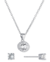 GIANI BERNINI 2-PC. SET CRYSTAL & CUBIC ZIRCONIA HALO PENDANT NECKLACE & SOLITAIRE STUD EARRINGS, CREATED FOR MACY