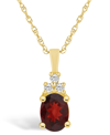 Macy's Garnet (1-1/2 Ct. T.w.) And Diamond (1/10 Ct. T.w.) Pendant Necklace In 14k Yellow Gold In Garnet