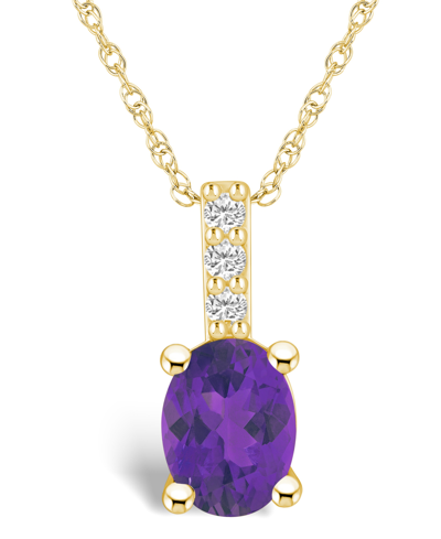 Macy's Amethyst (1-1/5 Ct. T.w.) And Diamond Accent Pendant Necklace In 14k Yellow Gold