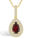 Macy's Garnet (1-1/10 Ct. T.w.) And Diamond (3/8 Ct. T.w.) Halo Pendant Necklace In 14k Yellow Gold In Garnet