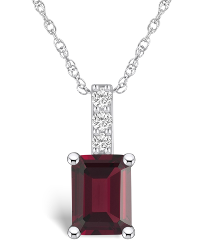 Macy's Garnet (2 Ct. T.w.) And Diamond Accent Pendant Necklace In 14k White Gold