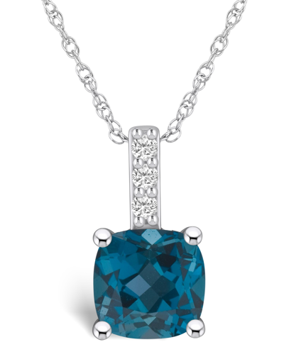 Macy's London Blue Topaz (2-3/4 Ct. T.w.) And Diamond Accent Pendant Necklace In 14k White Gold