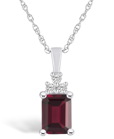 Macy's Garnet (2 Ct. T.w.) And Diamond (1/10 Ct. T.w.) Pendant Necklace In 14k White Gold