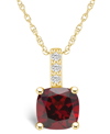 Macy's Garnet (2-3/4 Ct. T.w.) And Diamond (1/10 Ct. T.w.) Pendant Necklace In 14k Yellow Gold In Garnet