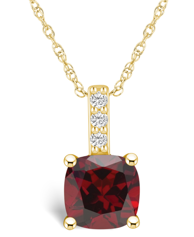 MACY'S GARNET (2-3/4 CT. T.W.) AND DIAMOND ACCENT PENDANT NECKLACE IN 14K YELLOW GOLD