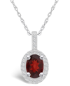 Macy's Garnet (1-1/2 Ct. T.w.) And Diamond (1/4 Ct. T.w.) Halo Pendant Necklace In 14k White Gold In Garnet