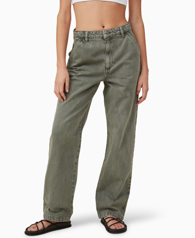 Cotton On Women's Long Straight Jeans In Smokey Green