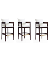 Manhattan Comfort Ritz Barstool, Set Of 3 In Ivory/dark Walnut