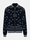 Alanui Blue Wool Bandna Blend Bomber Jacket In Navy