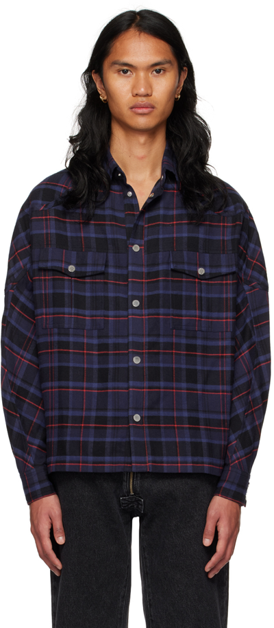 Gmbh Plaid-check Print Shirt In Blau