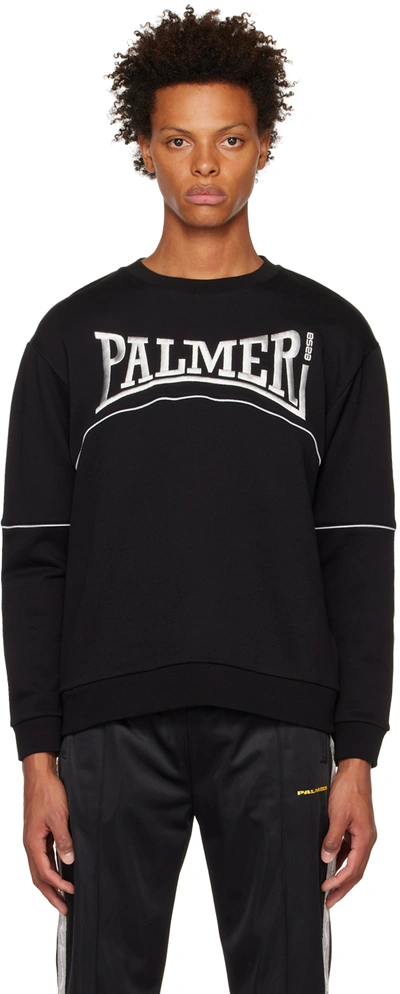 Palmer Black Embroidered Sweatshirt In Black, Silver