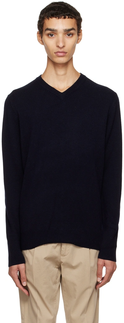 Aspesi Navy V-neck Sweater In 01098 - Midnight