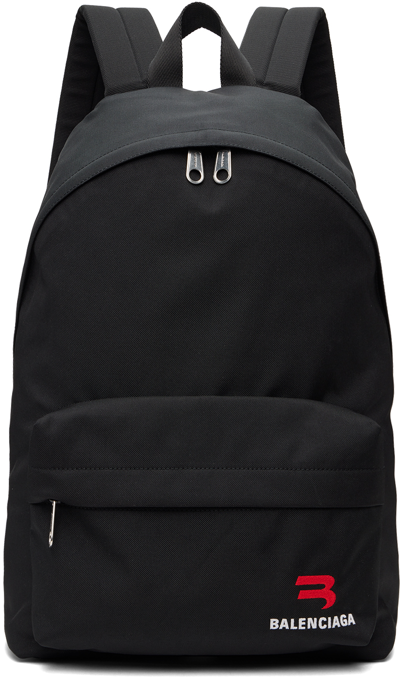 Balenciaga Explorer Logo-embroidered Backpack In Black