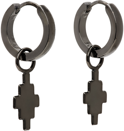 Marcelo Burlon County Of Milan Gunmetal Cross Pendant Earrings In Black