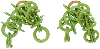 Completedworks Ssense Exclusive Green Wood Earrings In White