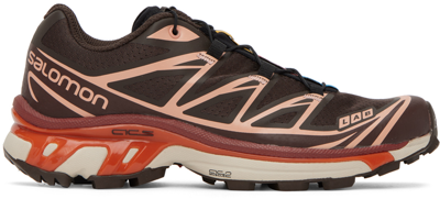 Salomon Xt-6 Low-top Running Sneakers In Delicioso/chocolate Fondant/peach Beige