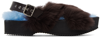 Dries Van Noten Men's Leather & Shearling Crisscross Slingback Sandals In 704 D.brown