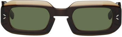 Mcq By Alexander Mcqueen Brown Rectangular Sunglasses In Brown-brown-green