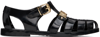 Moschino Jelly Black Sandals With Golden Logo