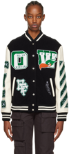 Off-white Embr Patches Embroidered Varsity Jacket In Black White