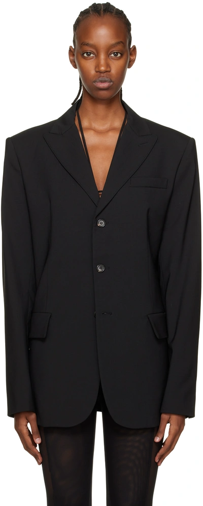 Nensi Dojaka Black Tailored Blazer In Black Black