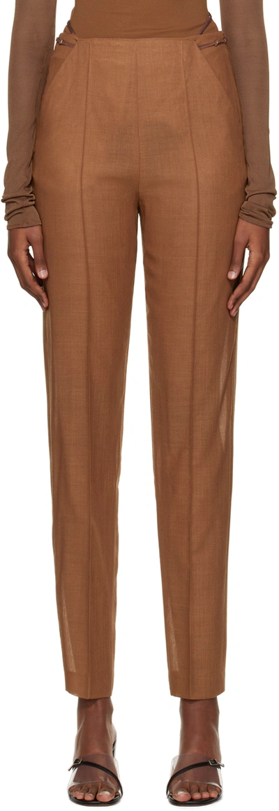 Nensi Dojaka Brown Tailored Trousers In Caraml Caramel