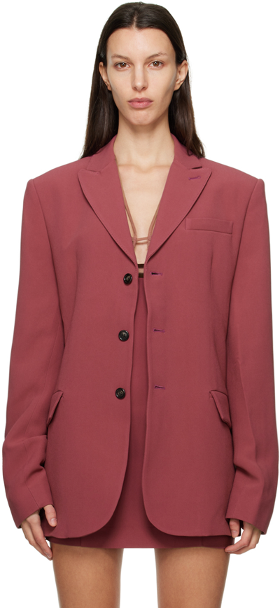 Nensi Dojaka Single-breasted Padded-shoulder Crepe Blazer In Hawthorn Rose