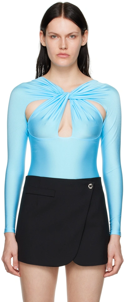 Coperni Blue Draped Bodysuit