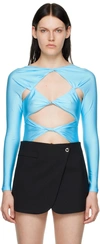 Coperni Cutout Stretch Jersey Bodysuit In Turquoise