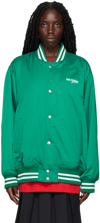 We11 Done Green Oversized Bomber Jacket In Green
