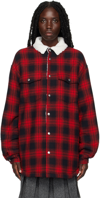 We11 Done Red Check Jacket In Red