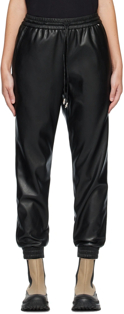 Hugo Boss Black Drawstring Faux-leather Lounge Pants In 1 Black