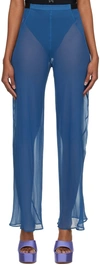 Christopher Esber Elasticized Semi-sheer Trousers In Denim
